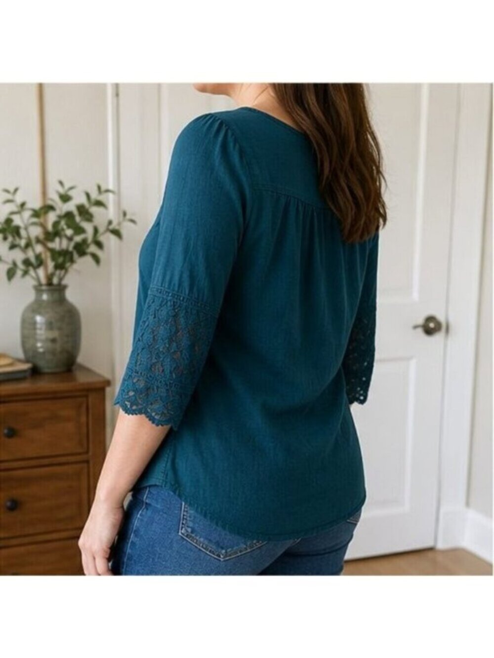 Teal Ruffle Blouse - Picture 3 of 4